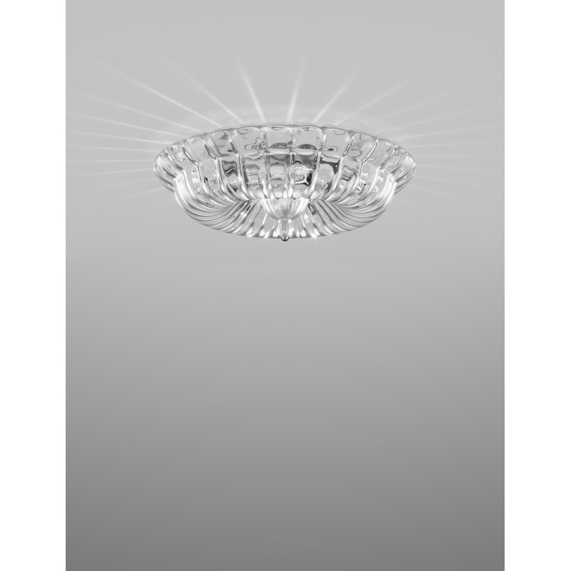 Novecento Ceiling Lamp Crystal Striped Glass Glossy Chrome E12 Ul, Crystal Striped