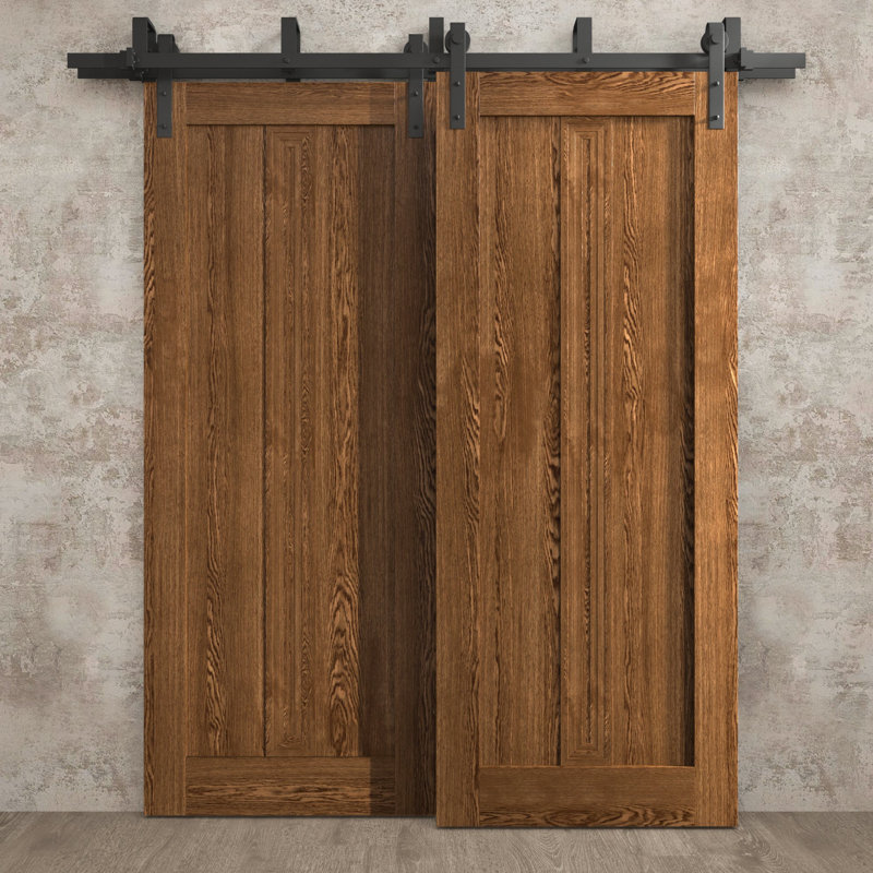 Portes coulissantes de grange coulissantes pour garde-robe | Ego 5006 | Ensemble de quincaillerie Modern Rails | Portes de garde-robe de chambre en bois massif