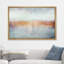 «Minimal Landscape Pastel Teal Orange Abstract Landscape Minimalist Decor Contemporary», reproduction d'art encadrée sur toile-91481685-91481684