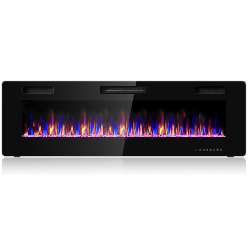 Wall mount Electric Fireplace Insert with & 5 Brightness, Timer, 750W/1500W Recessed Fireplace, 18.11" H x 60" W x 3.86" D
