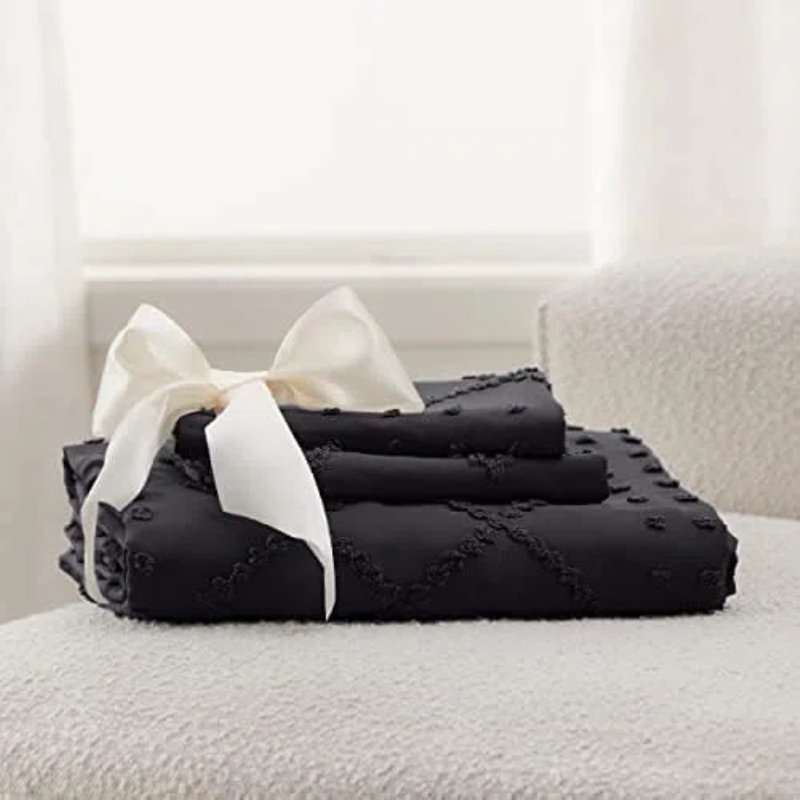 Bedsure Boho Duvet Cover Set- Embroidery  Home Bedding Set, Queen Duvet Cover + 2 Standard Shams, Black