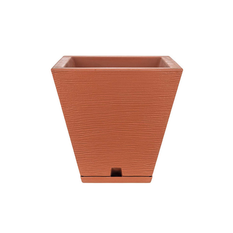 Pot à fleurs en résine Zurique, Terra Cotta, H 13,39 po x l 13,78 po x P 13,78 po