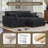 2 - Piece Upholstered Gray Faux Rabbit Fur Flannel Reversible Modular Sofa Living Room Sectional Couch with Pillows-926571006-926571003