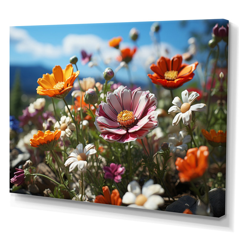 Bouquet de fleurs fantaisistes Attiyya - impression, H 16 po x l 32 po x P 1 po, Toile tendue