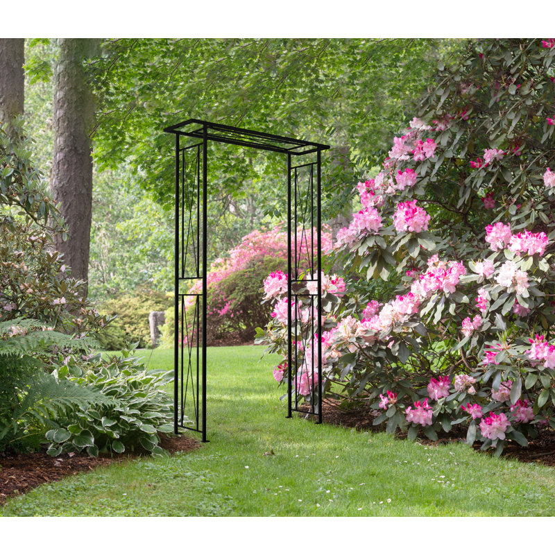 Cahors 127cm W x 36cm D Steel Arbour in Black