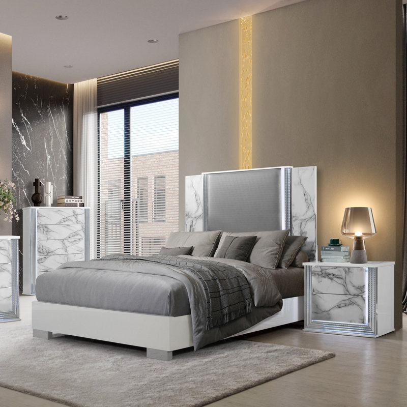 Miroir lune en marbre blanc avec DEL, Marbre