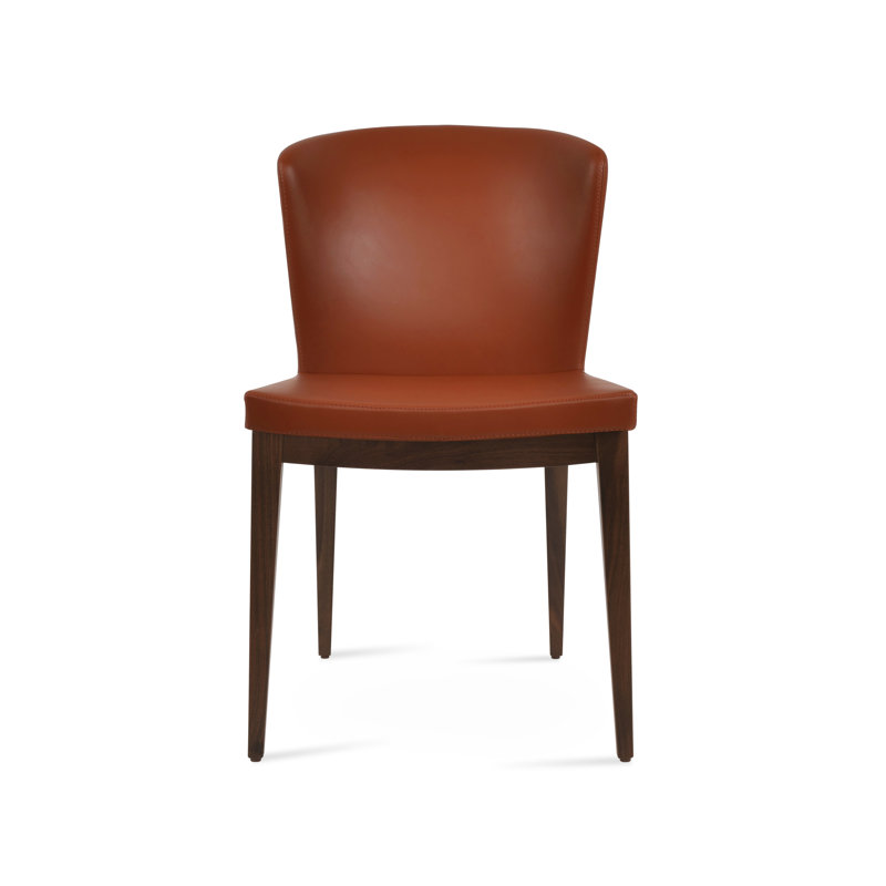 Capri Wood Side Chair, Wenge, Brick Faux Leather