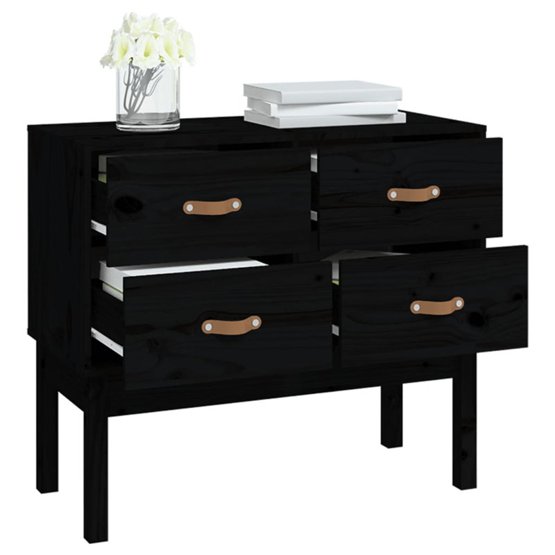 Kahea 90cm Solid Wood Sideboard, Black