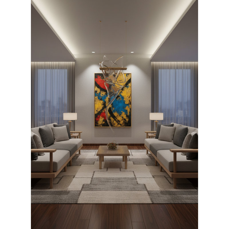 Convergence No. I Framed Canvas Wall Art by Kasian Art Studio - Black Frame