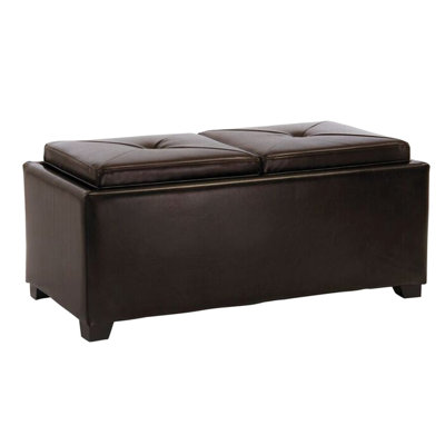 Double Tray Storage Clad With Brown Leather, 19.12 Inches Width Fluctuation, 16.91 Height Oscillation, 35.25 Lbs Wrapped By Displacement, Movement,