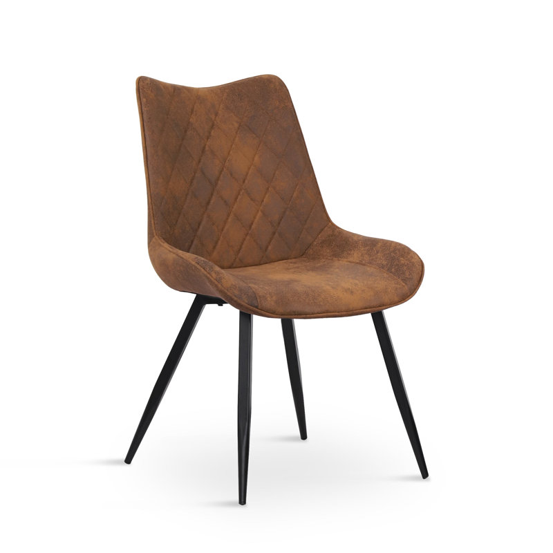 Aidy Faux Leather Upholstered Dining Chair, Suede Brown