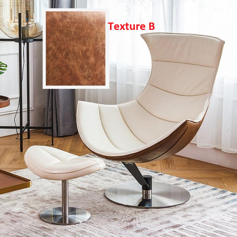 Upholstered Leather Swivel Accent Chair, Texture A