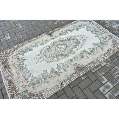 Tapis turc bohémien antique tissé à la main beige pour décoration de plancher de chambre à coucher