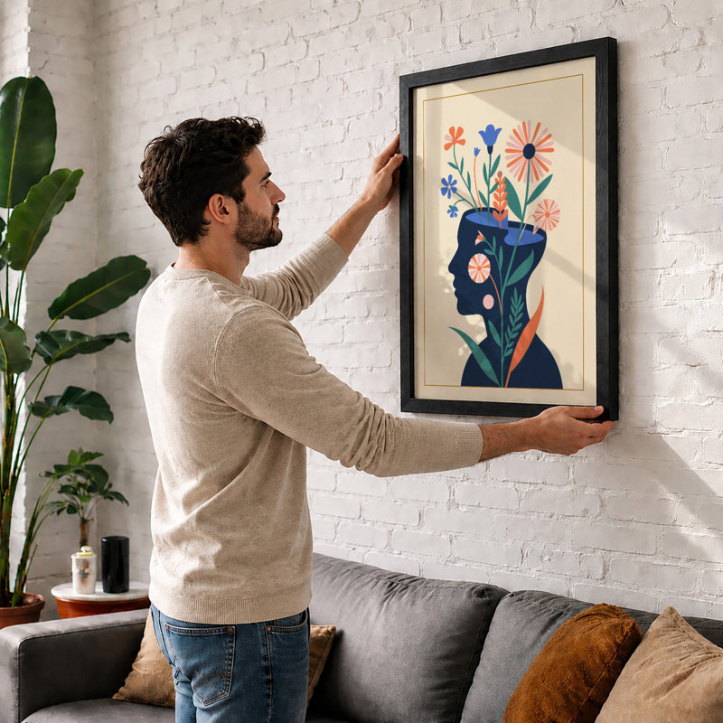 Thoughts in Bloom Modern - Framed Print, A2 - 59.4 x 42.0 cm, Walnut