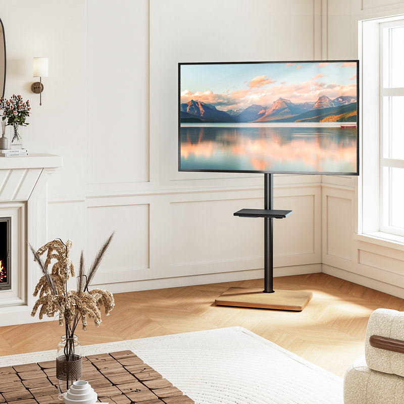 Pedestal TV Stand, Oak/Black