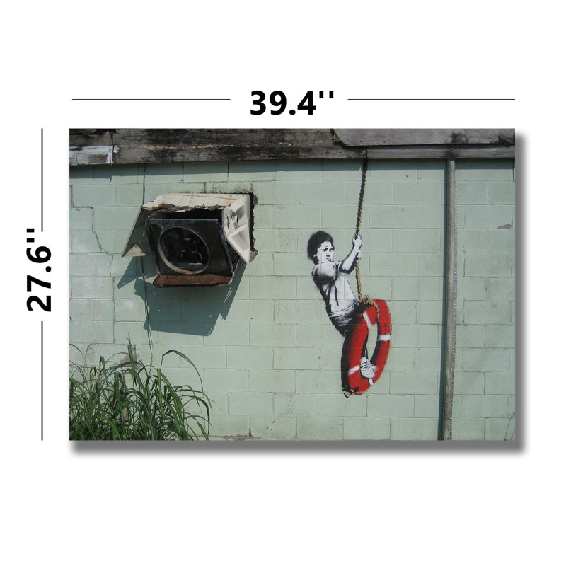 Boy With Lifebuoy Graffiti Canvas Wall Art