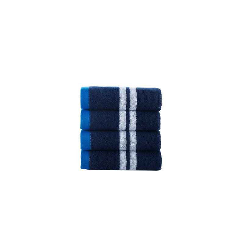 Turkish Cotton Plush Jacquard Washcloth, Navy