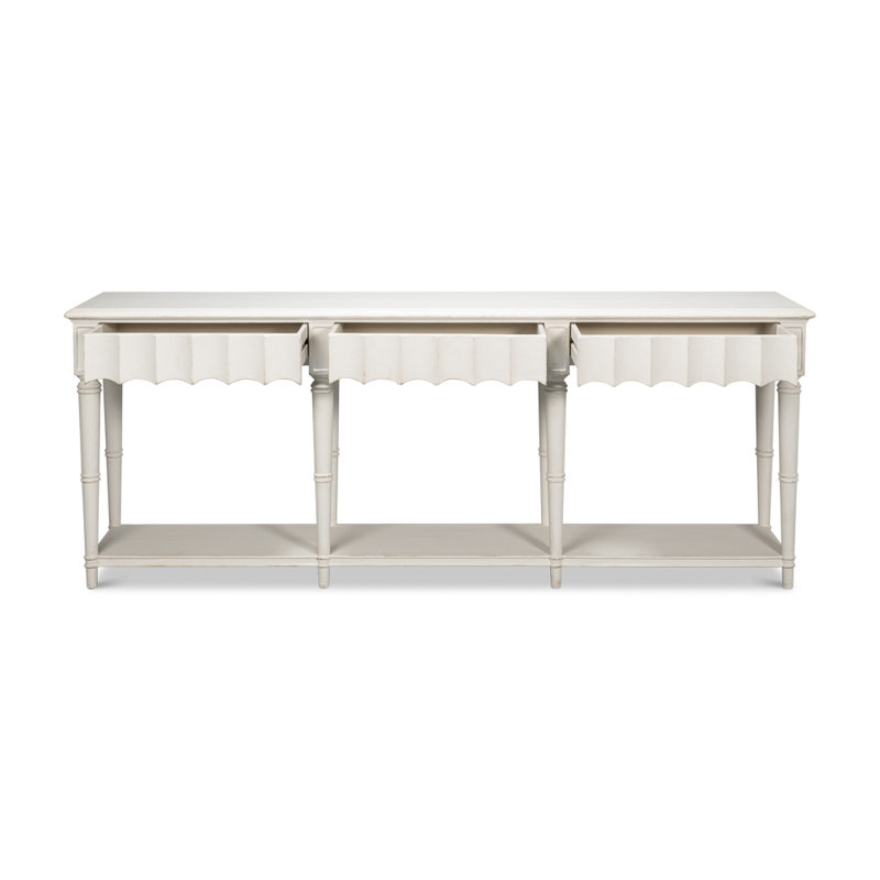 Chantal 93'' W Solid Wood Console Table, Antique White