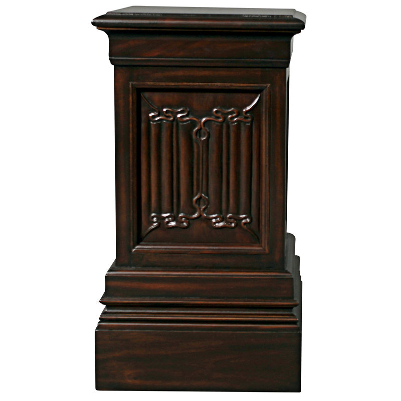 Canterbury Abbey Square Pedestal Mahogany Plant Stand, 23.5" H x 13" L x 13" D