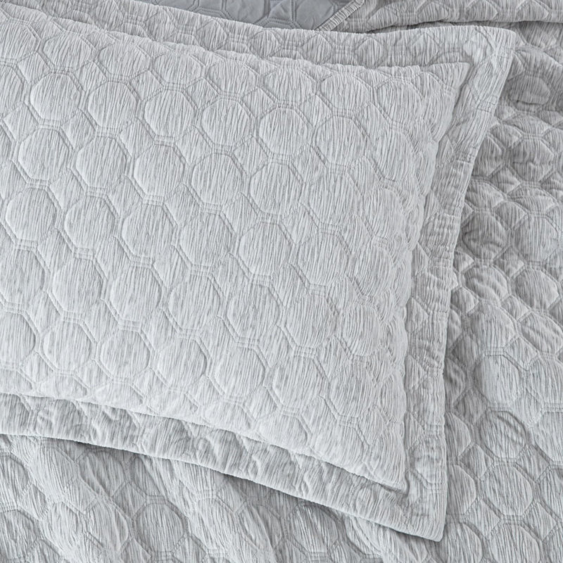 Gray Twin Reversible Velvet Quilt Set with Pillow Sham