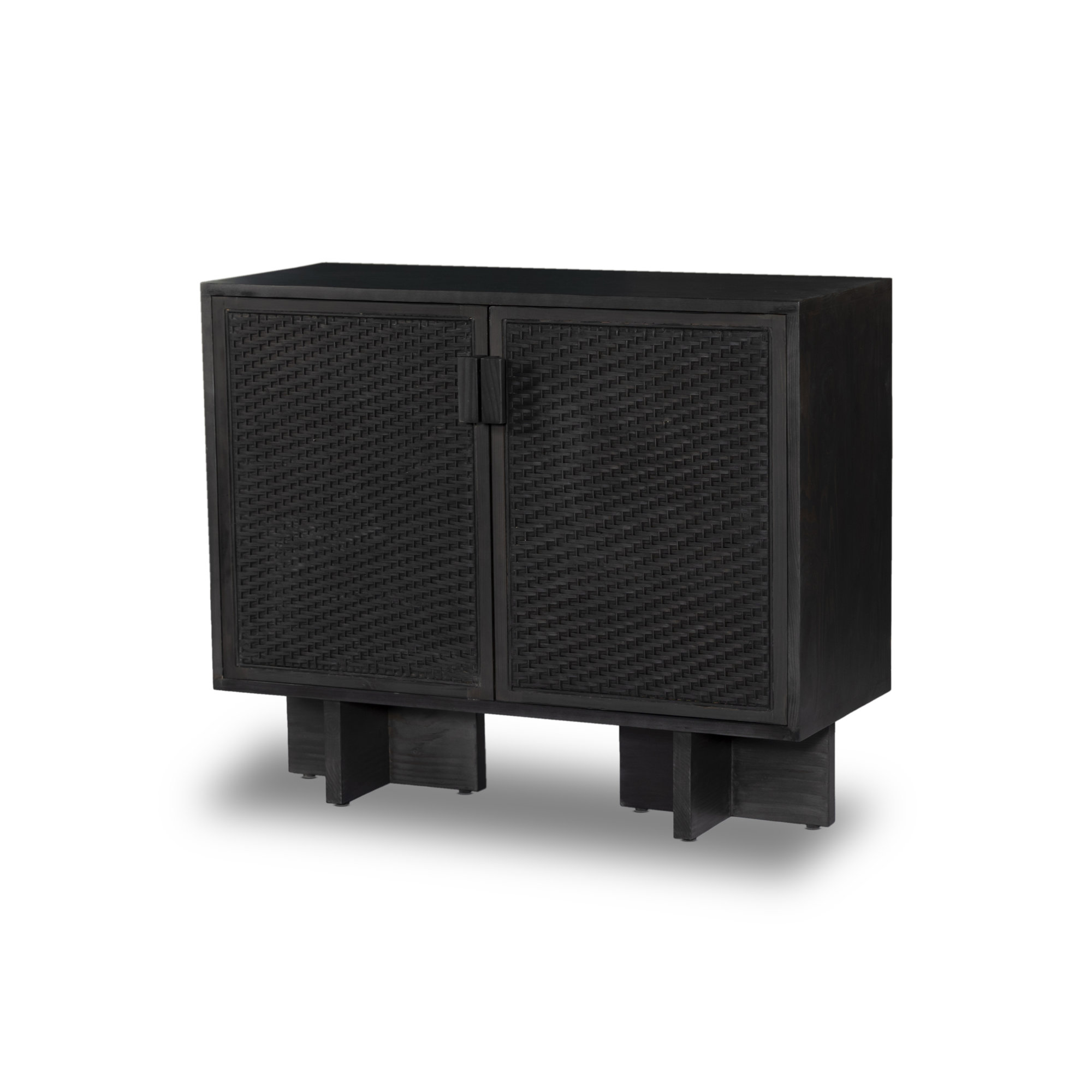 Alun Solid Wood Storage Cabinet, Black