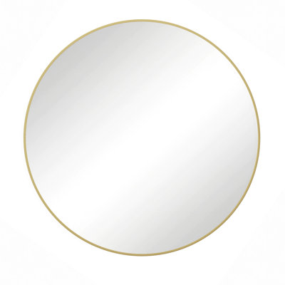Wall Mirror 48" Oversized Big Size Gold Circular Mirror Metal Framed Mirror Round Vanity Mirror Dressing Mirror, For Bathroom, Living Room, Bedroom Wall Decor