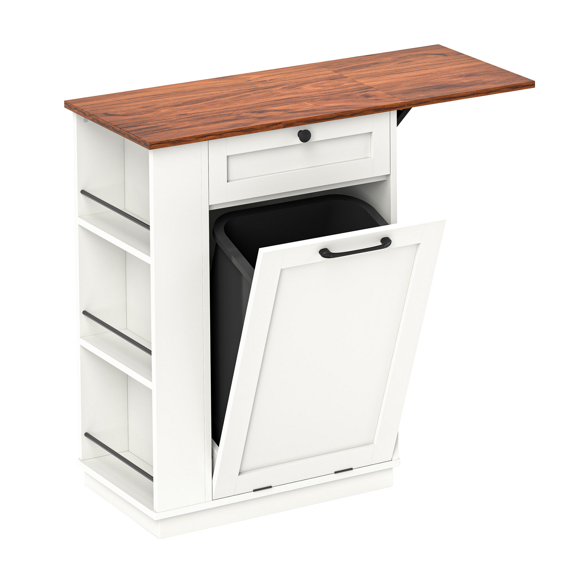 Edrosie Inc Manufactured Wood Open Cabinet Trash Can - 10 Gallons | Wayfair