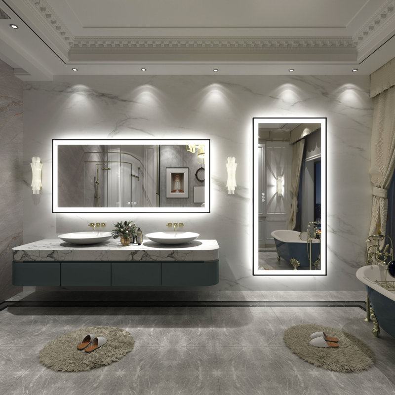 Aevar UL Certified Front & Back LED Anti-Fog Tempered Glass Framed Bathroom/Vanity Mirror with 3-Year Warranty, 60" x 28"