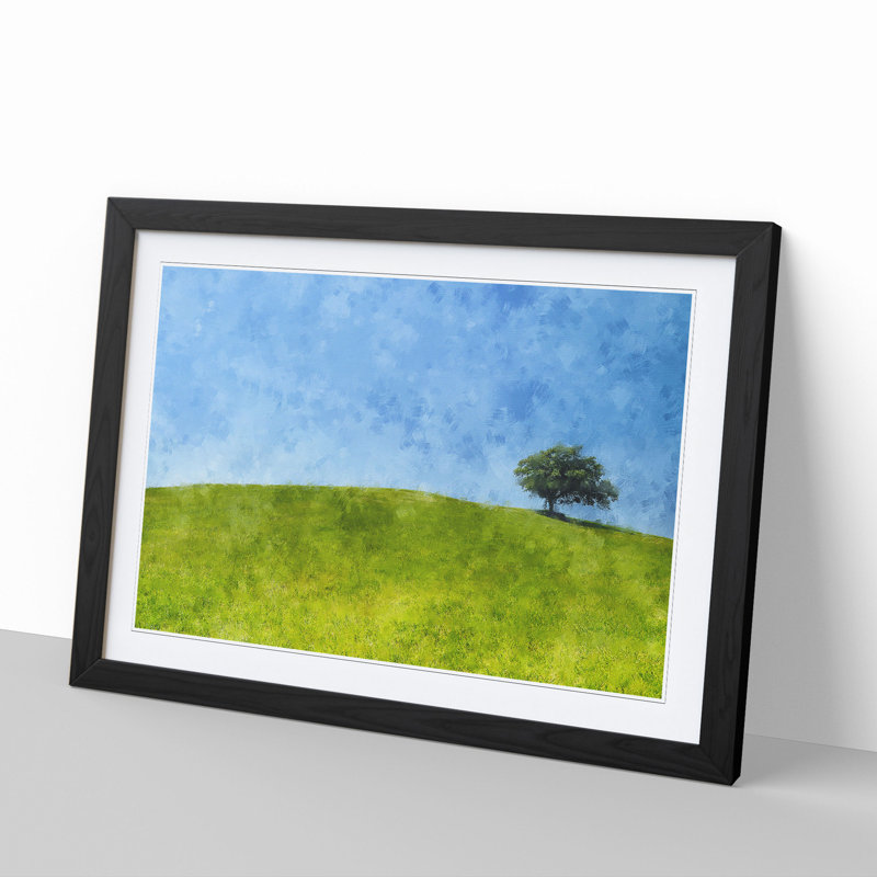 Tree upon a Hill - Picture Frame Graphic Art, 48cm H x 65cm W x 2cm D, Black