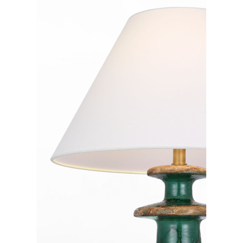 Temara 28" Table Lamp with Linen Shade, Corsican Green