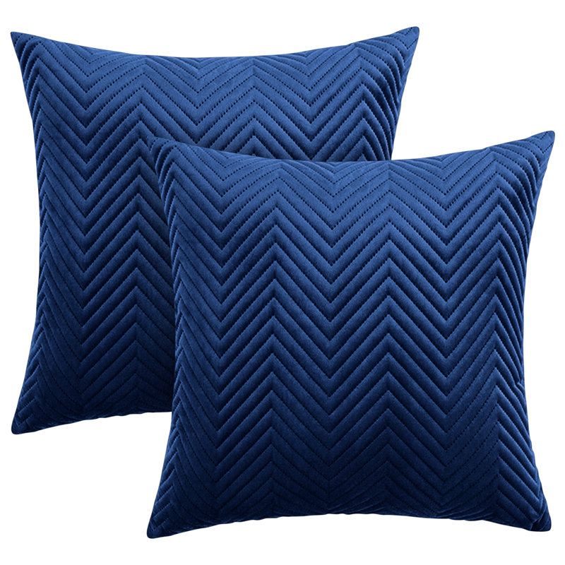 Aspire Homeware Embossed Square Velvet Cushion Cover, Navy, Pack of 2