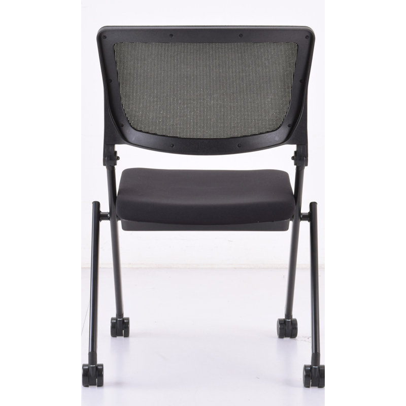 Black Mesh Back Folding Reception Chair with Metal Frame