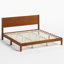Structure de lit plateforme en bois massif de style Mid-Century avec support en lattes de bois, brun-1904663218-1904663216