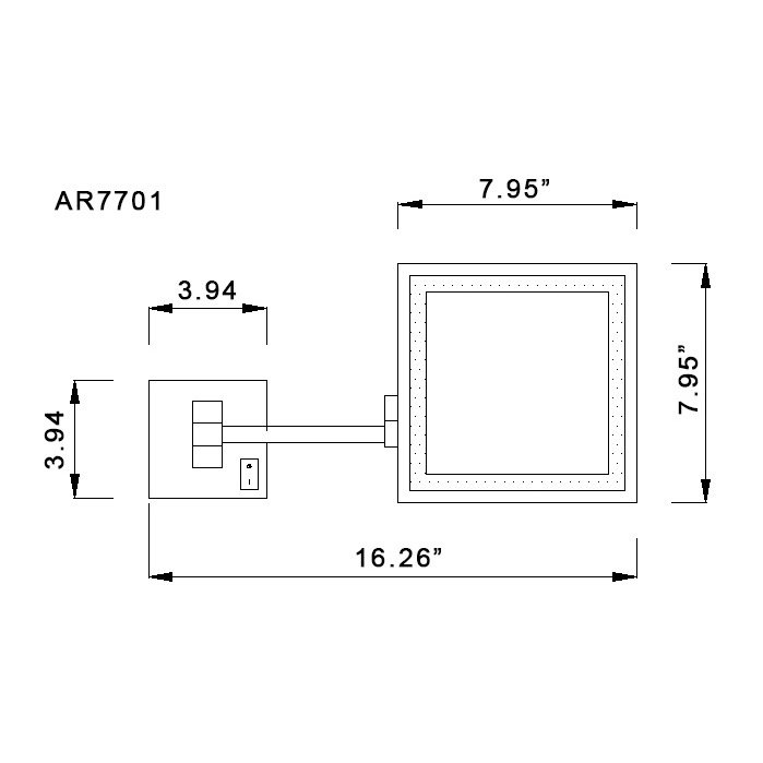 Satin Nickel Square LED Wall Mounted Double Arm Mirror