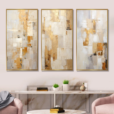 Beige And Gold Dream Collage - Abstract Shapes Wall Art - Modern Gallery Wall Set For Home Décor