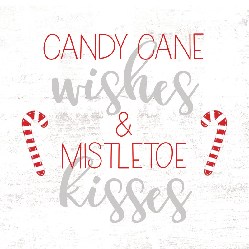 Candy Cane Wishes And Kisses - Wrapped Canvas Print, 30cm H x 30cm W