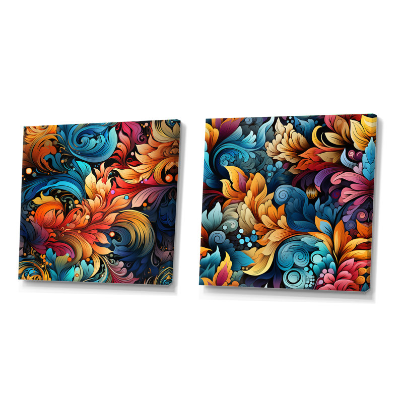 Wallsend - Ensemble de 2 collages floraux et botaniques carrés, H 36 po x l 73 po, Toile tendue