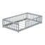 Lit plateforme simple en bois massif pour enfants avec transition pour lit de tout-petit et clôture-675175306