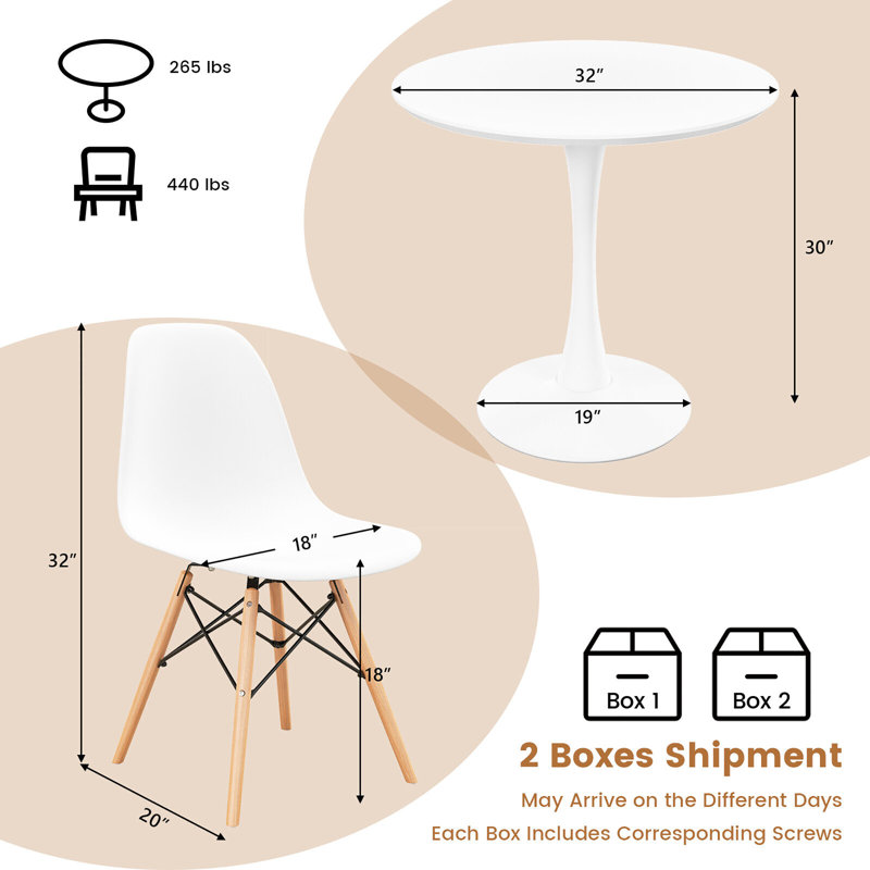 Keimari 4 - Person Pedestal Dining Set, White
