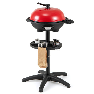 Electric Bbq Grill 1350w Non-stick 4 Temperature Setting Outdoor Garden Camping Red