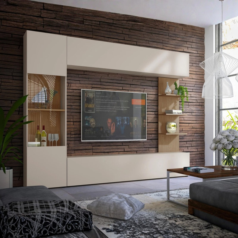 Tasharn Lazando Wall Unit for Living Room with TV Space 160x116 cm Cashmere and Cremona