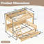 Lit simple superposé au dessus d'un lit double avec rangement, garde-corps courbés et tablettes latérales, structure en bois massif, aucun sommier nécessaire, finition naturelle-134275276-134275274