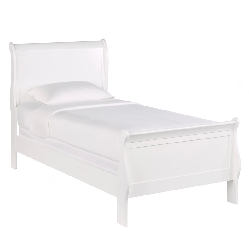 Mobilier de chambre à coucher de style Louis Philippe en bois 1pc, Lit simple, Blanc