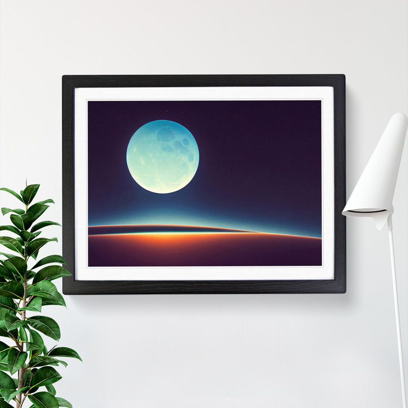 XH1022-6135X Modern Moon Vol.1 - Single Picture Frame Print, Black, 46cm H x 64cm W x 2cm D