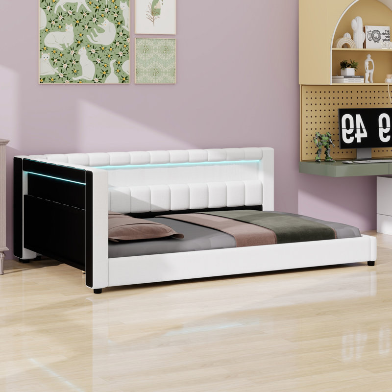 Lit surÃ©levÃ© avec ports USB intÃ©grÃ©s, Full XL, Blanc