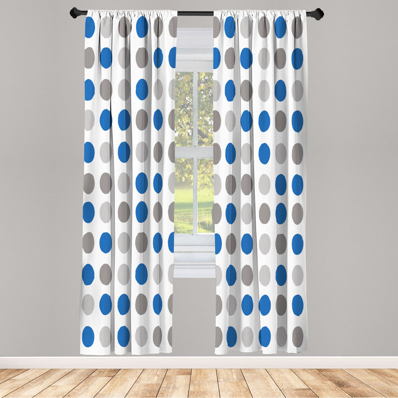 Microfiber Semi Sheer Curtain Pair, Royal Blue, 28" W x 95" L