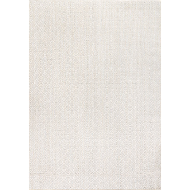 MDA Rugs Nigel Cream Diamond Indoor/Outdoor Area Rug, Rectangle 5'4" x 7'7"