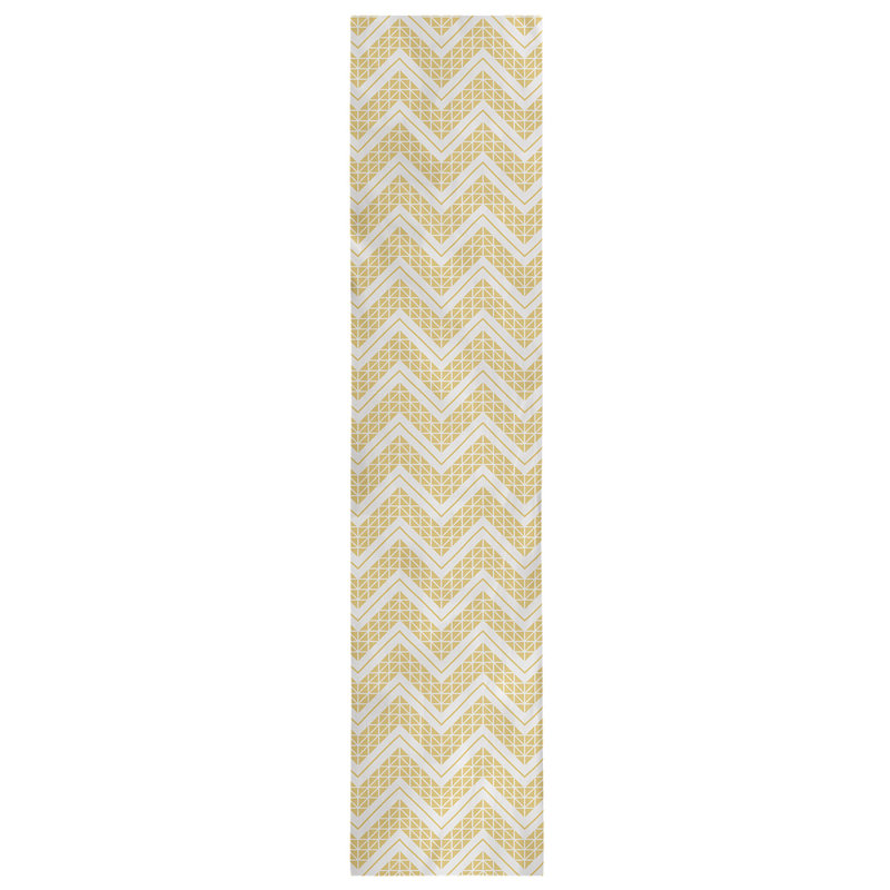 Stephenie Classic Hand Drawn Chevron Table Runner, 16" x 72", Gold Yellow