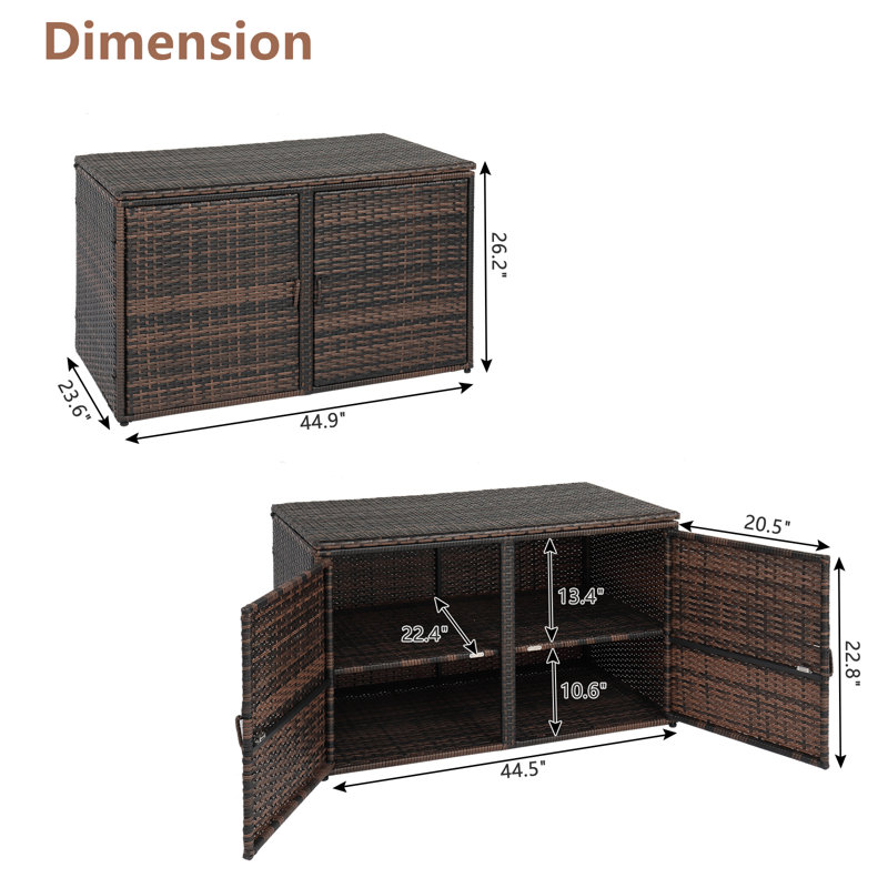 Winado 96 Gallons Gallon Wicker Deck Box in Brown
