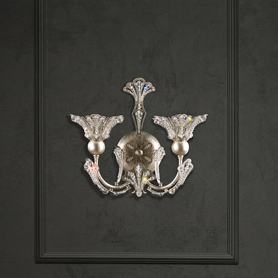 Rivendell 2 Light 12in x 10in Wall Sconce in Etruscan Gold with Clear Radiance Crystals